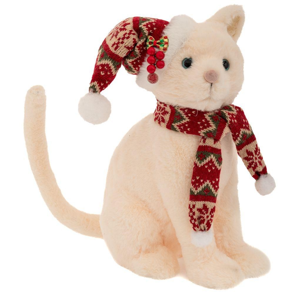 GATTO BIANCO SEDUTO 25X19X32CM